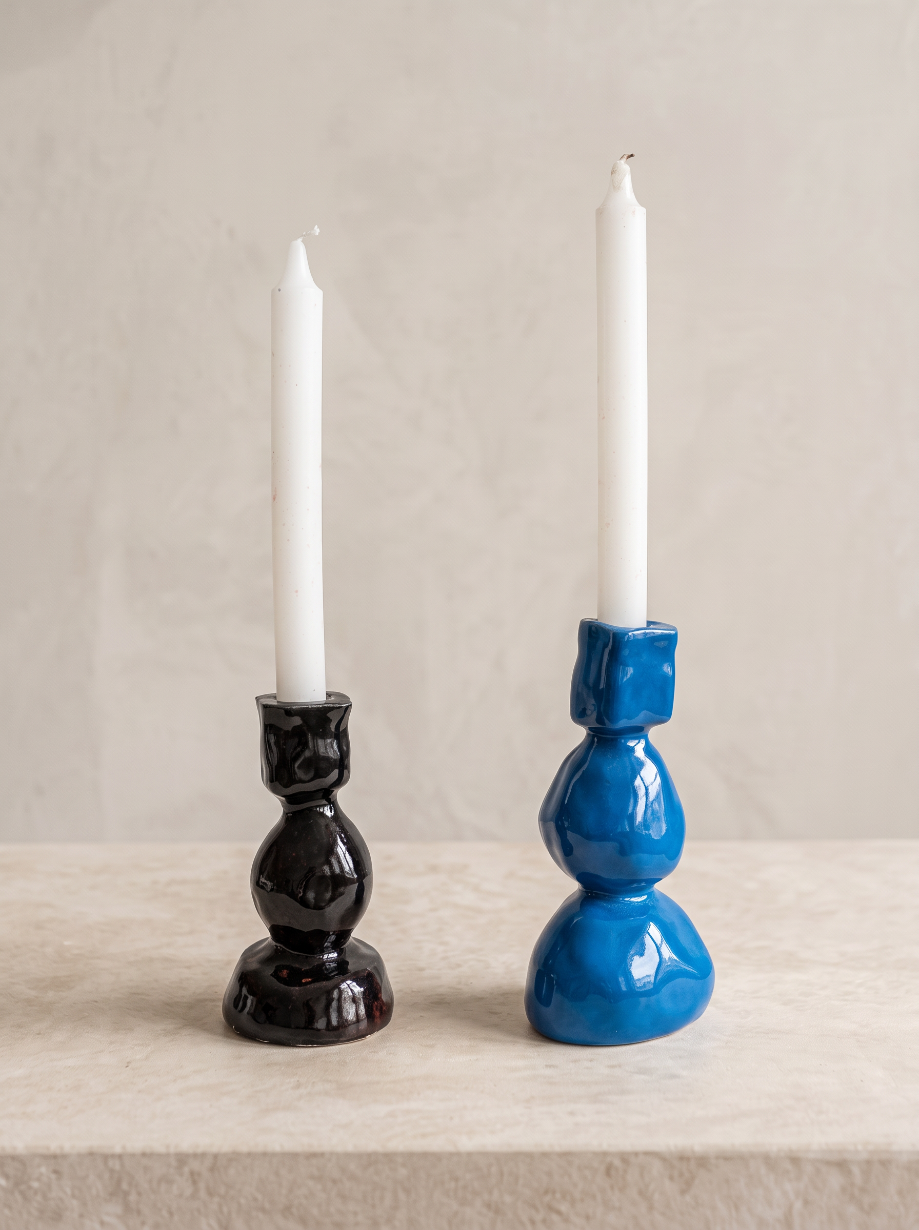 Bougeoirs noir et bleu ceramic home